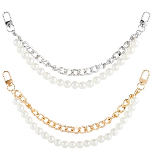 SUNNYCLUE 2 Stück Geldbörsen-Kettenverlängerung, Perlenkette, kurz, Gold/Silber, Imitationsperlen mit Perlen, Ersatz-Taschengurt, Kettenverlängerung für Damen, Schuhe, Handtasche, Dekoration, Zubehör SUNNYCLUE 2 Stück Geldbörsen-Kettenverlängerung, Perlenkette, kurz, Gold/Silber, Imitationsperlen mit Perlen, Ersatz-Taschengurt, Kettenverlängerung für Damen, Schuhe, Handtasche, Dekoration, Zubehör von SUNNYCLUE