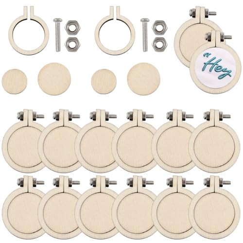 SUNNYCLUE 20 Set 1 Zoll Mini Stickrahmen Kreuzstichrahmen Verstellbarer Kreis Kleine Mini Kreuzstichringe Holz Stickring Für Kunsthandwerk Praktisches Nähen Weihnachtsschmuck Heimdekoration von SUNNYCLUE