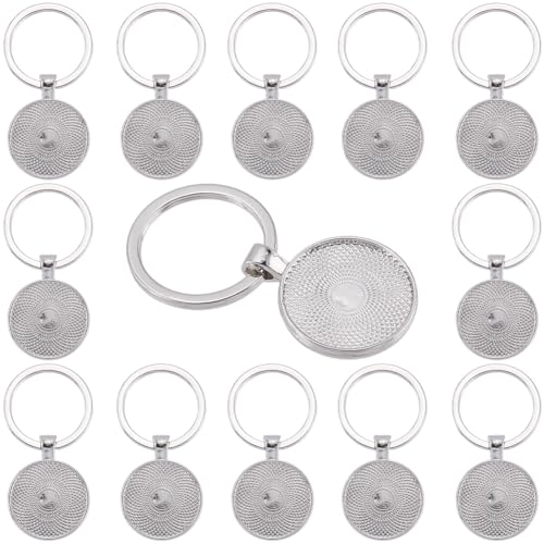 SUNNYCLUE 20 Stück Cabochon Lünette Schlüsselanhänger Blanko 25mm Flache Runde Tabletts Metallbasis Legierung Foto Anhänger Charms Schlüsselanhänger Einstellungen Für Autoschlüssel Geldbörsen Taschen von SUNNYCLUE