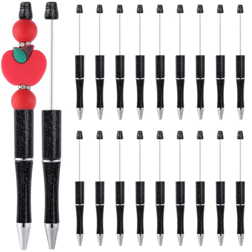 SUNNYCLUE 20 Stück Schwarze Perlenstifte Kunststoffperlenstift In Großpackung Kreativer Kugelschreiber Mit Einziehbarem Schaft Tintenperlenstifte Für DIY Stiftperlen Dekorationen Schul Büro Abschlus von SUNNYCLUE