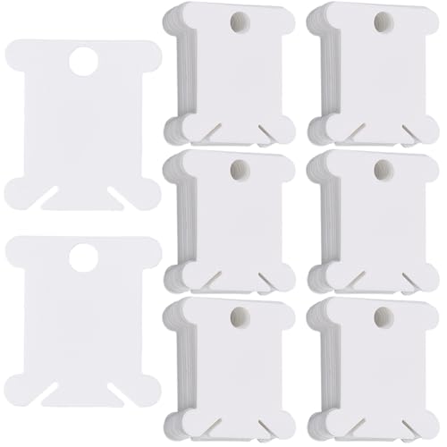 SUNNYCLUE 200 Stück Stickgarnspulen Bandspulen Kunststoff Mini Weiß Flache Pappe Fadenschnüre Schnur Schnüre Handarbeits Organizer Spule Für Frauen Stich Nähen Häkeln Basteln Zubehör von SUNNYCLUE