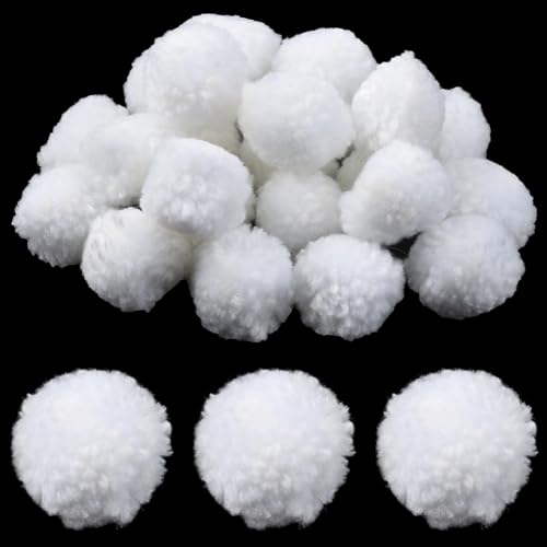 SUNNYCLUE 24 Stück 25mm Weiße Bastel Pompons Puffbälle Pom Poms Polyester Winter Weich Runde Form Flauschig Niedlich Kleine Pompons Zum Basteln Selbermachen Kreative Hüte Schuhe Kunst Partydekoratione von SUNNYCLUE