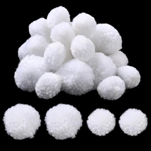 SUNNYCLUE 24 Stück Weiße Pompom Bälle Woll Pompon Bälle 1/1.5{1} cm Flauschig Weich Flauschiges Garn Kunst Und Handwerksdekor Zubehör Für DIY Weihnachts Handarbeitsprojekte Feiertagsparty Hängedekorat von SUNNYCLUE