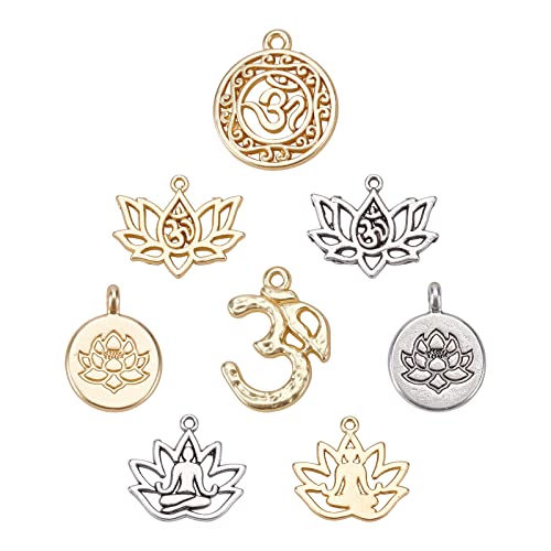 SUNNYCLUE 24 stücke 8 Stil Gemischt Lotus Yoga OM OHM Blume Charme Anhänger Schmuckzubehör Machen Zubehör Für DIY Halskette Armband Crafting Antikem Silber & Golden SUNNYCLUE 24 stücke 8 Stil Gemischt Lotus Yoga OM OHM Blume Charme Anhänger Schmuckzubehör Machen Zubehör Für DIY Halskette Armband Crafting Antikem Silber & Golden von SUNNYCLUE