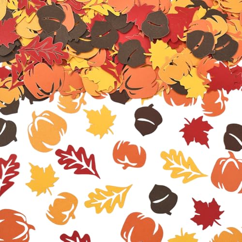 SUNNYCLUE 3 Beutel Papierkonfetti Blätter Konfetti Erntedankfest Streusel Tischstreuer Rot Orange Gelb Ernte Herbst Blätter Glitzer Für Partys Feiern Feiertage Geburtstage Basteldekorationen von SUNNYCLUE