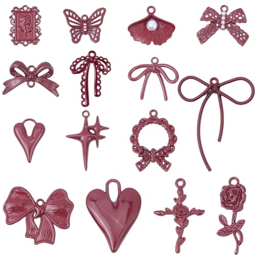SUNNYCLUE 30 Stück 15 Stile Schleife Herz Charm Rot Gothic Charms Bulk Metalllegierung Kokette Schleife Rose Florid Schmetterling Stern Muschel Anhänger Für Schmuckherstellung Halskette Ohrringe DIY B SUNNYCLUE 30 Stück 15 Stile Schleife Herz Charm Rot Gothic Charms Bulk Metalllegierung Kokette Schleife Rose Florid Schmetterling Stern Muschel Anhänger Für Schmuckherstellung Halskette Ohrringe DIY B von SUNNYCLUE