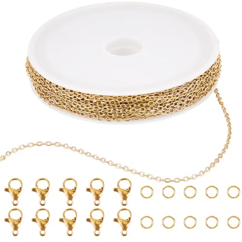 SUNNYCLUE 32.8 Fuß/10 m Goldene Kabelkette 3mm Ovale Kette Halskette Großrolle Satellitenketten Mit Biegering Und Karabinerverschluss Gliederketten Sets Zur Schmuckherstellung Halsketten Armbänder An SUNNYCLUE 32.8 Fuß/10 m Goldene Kabelkette 3mm Ovale Kette Halskette Großrolle Satellitenketten Mit Biegering Und Karabinerverschluss Gliederketten Sets Zur Schmuckherstellung Halsketten Armbänder An von SUNNYCLUE