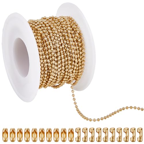 SUNNYCLUE 32.8 Fuß/10 m Goldene Kugelkette Mit Perlen Schlüsselanhänger Aus Edelstahl Mit Perlen Und 20 Verbindungsverschlüssen Hängende Ornamente Perlen Erkennungsmarke Kette Zur Schmuckherstellung H SUNNYCLUE 32.8 Fuß/10 m Goldene Kugelkette Mit Perlen Schlüsselanhänger Aus Edelstahl Mit Perlen Und 20 Verbindungsverschlüssen Hängende Ornamente Perlen Erkennungsmarke Kette Zur Schmuckherstellung H von SUNNYCLUE