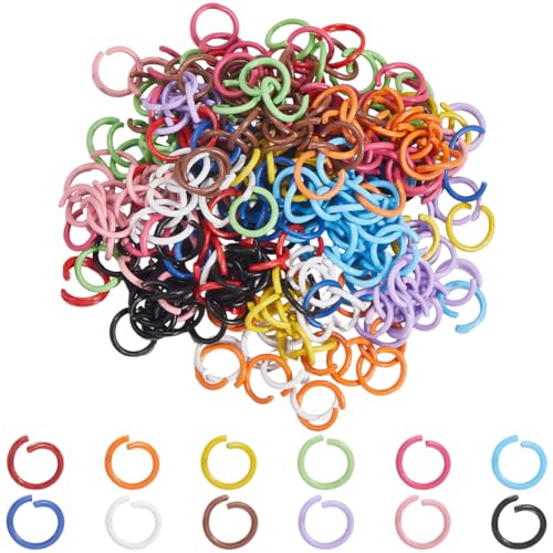 SUNNYCLUE 360 Stück 12 Farben Bunt Biegering Offene Spaltringe Masse 10mm Metall Eisen Runde Schlaufe Kreis 14mm Dick Verbindungsstück Öffner Armband Halskette Beschläge Für Schmuckherstellung Schlüs von SUNNYCLUE