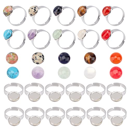 SUNNYCLUE 40 Stück 10-Farbige Edelstein-Cabochon-Fassungen, Verstellbarer Ringrohling Mit 10 mm Edelstein-Cabochon-Ringherstellungsset Für DIY-Schmuckherstellung, Bastelbedarf SUNNYCLUE 40 Stück 10-Farbige Edelstein-Cabochon-Fassungen, Verstellbarer Ringrohling Mit 10 mm Edelstein-Cabochon-Ringherstellungsset Für DIY-Schmuckherstellung, Bastelbedarf von SUNNYCLUE