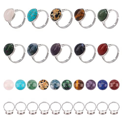 SUNNYCLUE 40 Stück 10-Farbige Edelstein-Cabochon-Fassungen Verstellbarer Ringrohling Mit 12 mm Edelstein-Cabochon-Ringherstellungsset Für DIY-Schmuckherstellung Bastelbedarf SUNNYCLUE 40 Stück 10-Farbige Edelstein-Cabochon-Fassungen Verstellbarer Ringrohling Mit 12 mm Edelstein-Cabochon-Ringherstellungsset Für DIY-Schmuckherstellung Bastelbedarf von SUNNYCLUE
