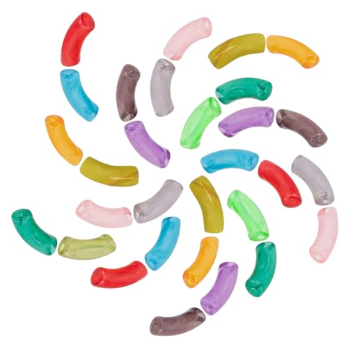 SUNNYCLUE 40 Stück 10mm Bunte Acrylperlen Imitation Edelstein Tube Gebogene Perle Großes Loch Klobige Durchscheinende Charms Für DIY Schmuckherstellung Freundschaftsarmbänder Bambus Armbänder Zubehör von SUNNYCLUE