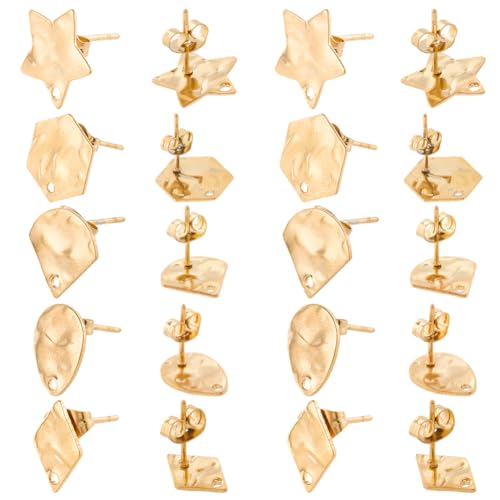 SUNNYCLUE 40 Stück 5 Stile Stern-Ohrstecker, Ohrstecker mit Ohrmuttern, Gold, sechseckig, Rhombus, Fächer, Tropfenform, 304 Edelstahl, Piercing-Pin, Ohrstecker, Zubehör für Schmuckherstellung, DIY SUNNYCLUE 40 Stück 5 Stile Stern-Ohrstecker, Ohrstecker mit Ohrmuttern, Gold, sechseckig, Rhombus, Fächer, Tropfenform, 304 Edelstahl, Piercing-Pin, Ohrstecker, Zubehör für Schmuckherstellung, DIY von SUNNYCLUE
