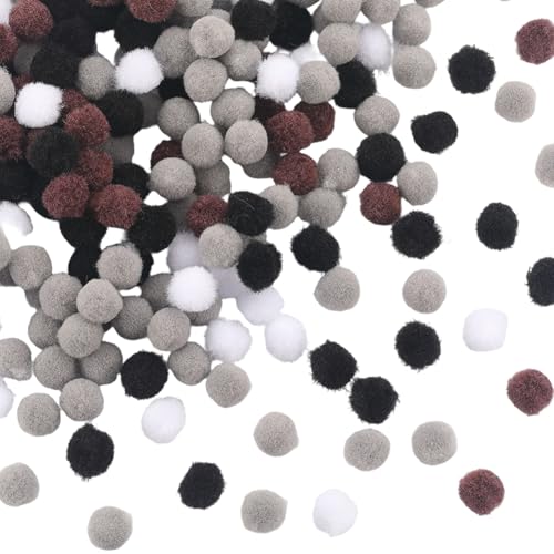 SUNNYCLUE 400 Stück 10mm Braunee Pompons Zum Basteln Rund Schwarz Weiß Polyester Flauschig Weich Klein Mini Pompom Bälle Für Kunsthandwerk Großpackung Für Frauen DIY Winter Kreative Heimdekoration Ges von SUNNYCLUE