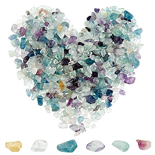 SUNNYCLUE 400 Stück Echte Fluorit-Chips 5-8 mm Lang Fluorit-Trommelchips Unregelmäßige Chip-Stein-Perlen Halbedelsteine Für DIY-Schmuckherstellung Armband-Halskette von SUNNYCLUE