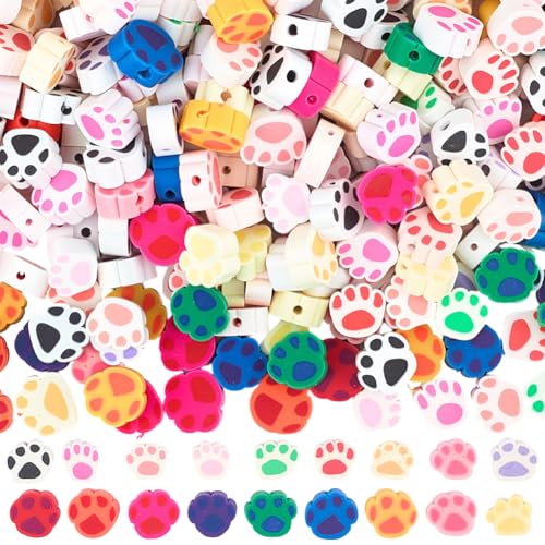 SUNNYCLUE 429 Stück Perlen mit Hunde-Aufdruck, Polymer-Ton, zufällige Farbauswahl, Tier, Welpen, handgefertigt, lose Abstandshalter, Charms für Schmuckherstellung, Armband, Schlüsselanhänger von SUNNYCLUE