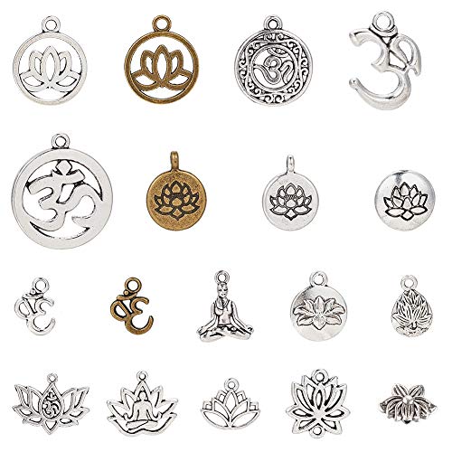 SUNNYCLUE 54 stücke 18 Stil Gemischt Lotus Yoga OM OHM Blume Charme Anhänger Schmuckzubehör Machen Zubehör für DIY Halskette Armband Crafting, Antikes Silber & Bronze SUNNYCLUE 54 stücke 18 Stil Gemischt Lotus Yoga OM OHM Blume Charme Anhänger Schmuckzubehör Machen Zubehör für DIY Halskette Armband Crafting, Antikes Silber & Bronze von SUNNYCLUE