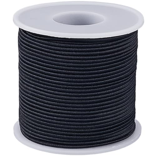 SUNNYCLUE 547 Yards/50 m 2mm Elastische Kordel Schwarzes Robustes Rundes Dehnbares Bungee Shock Perlenseil Mit Spule Für Die Schmuckherstellung Armbänder Halsketten DIY Bastelbedarf von SUNNYCLUE