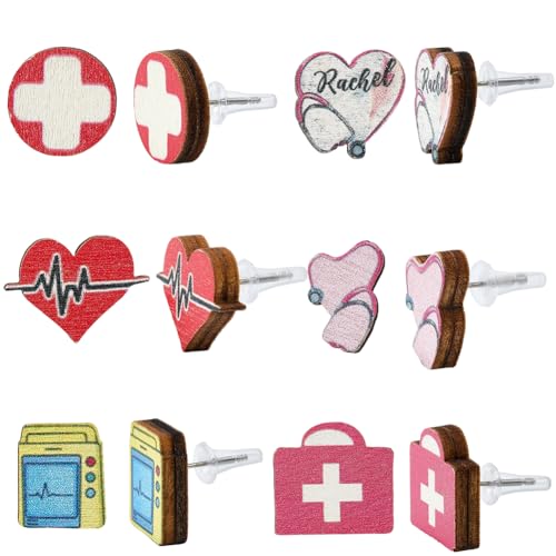 SUNNYCLUE 6 Paar Krankenschwester Ohrstecker Medizinische Holz Ohrstecker Herz Stethoskop Krankenschwestern Tag Charms Bunter Naturholz Charm Holz Ohrstecker Für Frauen Und Männer Modeschmuck Geschenk SUNNYCLUE 6 Paar Krankenschwester Ohrstecker Medizinische Holz Ohrstecker Herz Stethoskop Krankenschwestern Tag Charms Bunter Naturholz Charm Holz Ohrstecker Für Frauen Und Männer Modeschmuck Geschenk von SUNNYCLUE