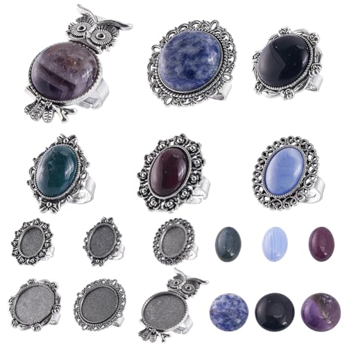 SUNNYCLUE 6 Sets Edelstein Cabochon Ring Set Verstellbare Ringrohlinge Heilenergie Achat Amethyst Cabochon Steine Ovaler Ring Rohling Stein Cabochon Ringe Für Schmuckherstellungs Sets Frauen DIY Zubeh SUNNYCLUE 6 Sets Edelstein Cabochon Ring Set Verstellbare Ringrohlinge Heilenergie Achat Amethyst Cabochon Steine Ovaler Ring Rohling Stein Cabochon Ringe Für Schmuckherstellungs Sets Frauen DIY Zubeh von SUNNYCLUE