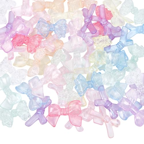 SUNNYCLUE 60 Stück 3 Stile Schleife Aus Acryl Schleifenförmige Perlen Große Transparente Kunststoffperlen Kleine Schleifen Fliege Abstandshalter Charms Zur Schmuckherstellung Anhänger Ohrringe Halsket von SUNNYCLUE