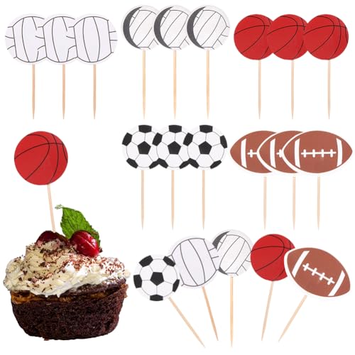 SUNNYCLUE 60 Stück 5 Stile Sport Cupcake Topper Zahnstocher Kuchenaufsatz Papier Sportball Thema Fußball Volleyball Rugby Basketball Käse Flagge Etiketten Einlegekarten Für Geburtstagsparty DIY Dekora SUNNYCLUE 60 Stück 5 Stile Sport Cupcake Topper Zahnstocher Kuchenaufsatz Papier Sportball Thema Fußball Volleyball Rugby Basketball Käse Flagge Etiketten Einlegekarten Für Geburtstagsparty DIY Dekora von SUNNYCLUE