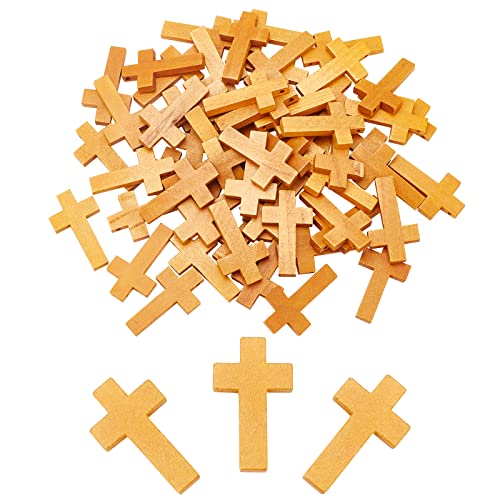 SUNNYCLUE Großformat 60 Stück Holz Kreuz Anhänger Natürliches Holz Kleines Kreuz Charms Anhänger Für Party Favors Halskette Schmuckherstellung DIY Craft Handmade Accessoires Schokolade von SUNNYCLUE