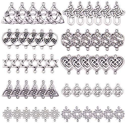 SUNNYCLUE 60 stücke 10 Stile Celtic Knot Connector für Schmuckherstellung Antike Silber Blume des Lebens Connector Charms Anhänger Bastelbedarf Schmuckzubehör Zubehör Halskette Armband SUNNYCLUE 60 stücke 10 Stile Celtic Knot Connector für Schmuckherstellung Antike Silber Blume des Lebens Connector Charms Anhänger Bastelbedarf Schmuckzubehör Zubehör Halskette Armband von SUNNYCLUE