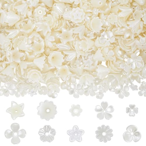 SUNNYCLUE 600 Stück Blumen-Perlenkappen, 10 Stile, ABS-Kunststoff, Kunstperlen, weiße Acrylblüten, lose Abstandshalter für Schmuckherstellung, Halsketten, Armbänder, Ohrringe, Bastelarbeiten SUNNYCLUE 600 Stück Blumen-Perlenkappen, 10 Stile, ABS-Kunststoff, Kunstperlen, weiße Acrylblüten, lose Abstandshalter für Schmuckherstellung, Halsketten, Armbänder, Ohrringe, Bastelarbeiten von SUNNYCLUE