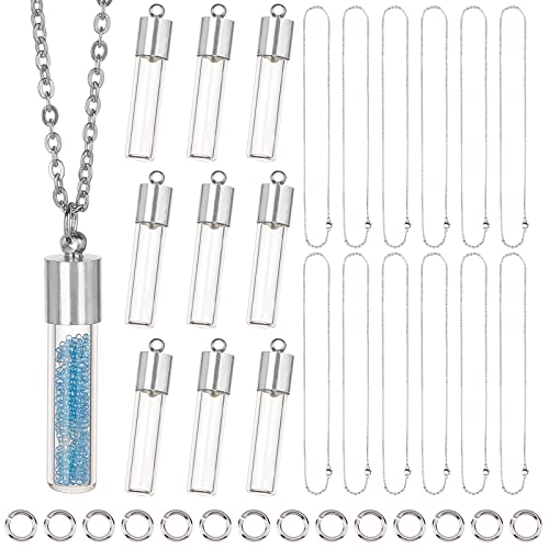 SUNNYCLUE 64STÜCKE Fläschchen Halskette Herstellung Kit Sanduhr Fläschchen Anhänger Handgefertigt Klarglas Halsketten Flasche Charms Kette Biegeringe Für Anfänger Erwachsene Schmuckherstellung von SUNNYCLUE