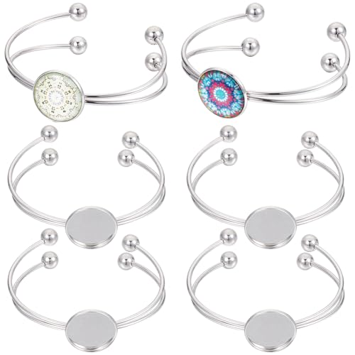 SUNNYCLUE 8 Stück Cabochon Armband Rohlinge Armband Cabochon Fassung 304 Edelstahl Rohlinge Für Armreifen Cabochon Lünette Tablett Rohling Rohling Manschettenarmbänder Für Schmuckherstellungs Kits DIY von SUNNYCLUE