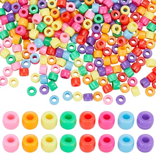 SUNNYCLUE 800 Stück Kunststoff Rocailles 6 mm Große Mini Rocailles Kleine Pony Perlen Undurchsichtig Rot Grün Blau Rosa Bastelperlen 4x6 mm Farbige Rocailles Für Die Schmuckherstellung Perlen Sets DIY von SUNNYCLUE