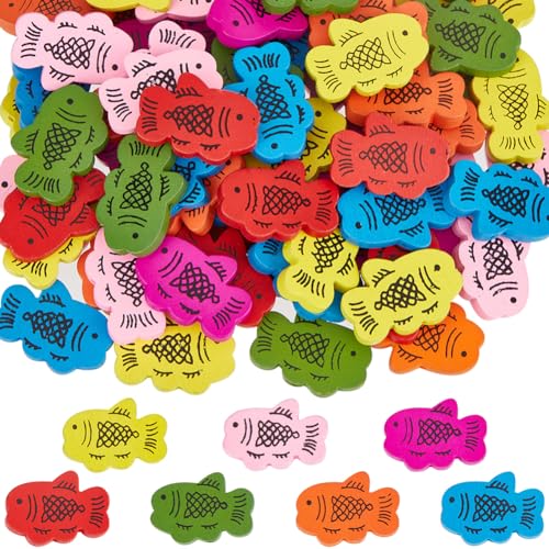 SUNNYCLUE 98 Stück Fischförmige Perlen Große Mengen Meerestier Perlen Holz Winzige Perlen In Gemischten Farben Mit Meeresstrand Aufdruck Fische Für Die Herstellung von Ohrringen Halsketten Armbändern SUNNYCLUE 98 Stück Fischförmige Perlen Große Mengen Meerestier Perlen Holz Winzige Perlen In Gemischten Farben Mit Meeresstrand Aufdruck Fische Für Die Herstellung von Ohrringen Halsketten Armbändern von SUNNYCLUE