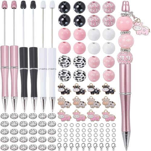 SUNNYCLUE DIY 12 Set Perlenstifte Set Kunststoff Perlenstifte Kuh Perlenstifte Verschiedene Perlenstifte Holzperlen Strass Abstandsperlen Kugelschreiber Perlenstifte Für Lehrer Studenten Krankenschwes von SUNNYCLUE