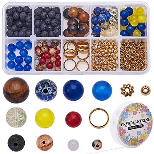 SUNNYCLUE 200 Stück DIY Multilayer Solar System Armband Making Kit Natürlichen Edelstein Universum Galaxy Die Neun Wächter Planeten Halskette Armband Schmuck Making Starter Supplies von SUNNYCLUE
