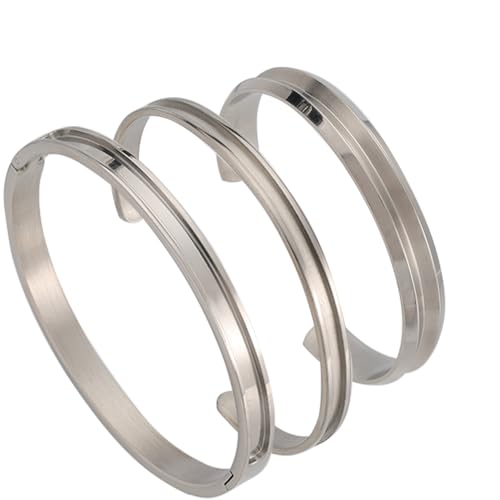 SUNNYCLUE 3 Stück Edelstahl Armbandrohlinge Geriffelte Offene Manschettenarmbänder Scharnierarmbänder Blanke Haargummi Manschettenarmbänder Leere Metallarmbänder Zur Schmuckherstellung Zubehör Zum Sel von SUNNYCLUE
