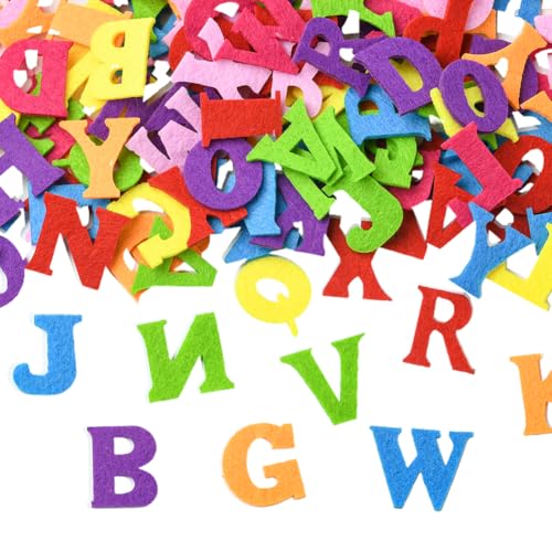 SUNNYCLUE Filz-Buchstaben, 150 Stück, flache Initiale, vorgeschnittene Dekorationen, dünne, bunte Buchstabenverzierungen, gewebter Stoff, Nadelfilz für Bastelbedarf, Nähen, Handwerk, Veredelung, 150 von SUNNYCLUE