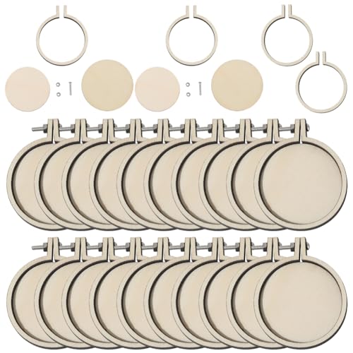 SUNNYCLUE Mini-Stickrahmen, Kreuzstichrahmen, 4,6 cm, verstellbar, Kreis, Kreuzstich-Ring, Großpackung, kleine Holz-Stickringe für Kunst, Handwerk, handliches Nähen, Chritsmas, Ornamente von SUNNYCLUE
