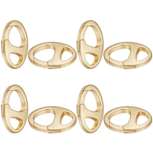 SUNNYCLUE O-Ringe mit Triggerfedern, ovaler O-Ring, echtes 18 Karat vergoldetes Messing, Geldbörsenschnalle, Hardware-Schlüsselanhänger, Verschlüsse, Mini-Schmuck-Karabinerhaken, Befestigungsringe für von SUNNYCLUE