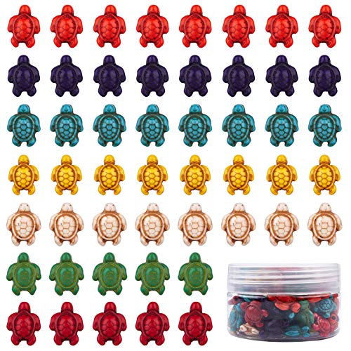 SUNNYCLUE 1 Box Ca. 95 Stück Schildkröten-Perlen-Charms Geschnitzte Zwischenperlen Mit 10 m Elastischem Faden Für Halsketten-Armband-Ohrring-Charms Zum Selbermachen von Schmuck Gemischte Farbe von SUNNYCLUE