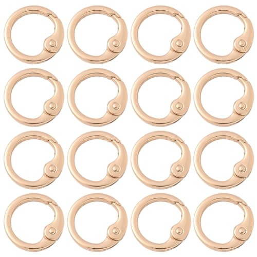 SUNYYCLUE 1 Box 18 Stück Gold Spring Gate O-Ring Federverschluss Ring 25 mm Metall Snap Trigger Schnalle Schlüsselanhänger Clip Runde Schlüsselanhänger Haken für DIY Tasche Geldbörse Handwerk von SUNNYCLUE