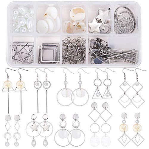 SUNNYCLUE 1 Box DIY 10Paar Geometrische Hohle Ohrringe Machen Das Start Kit Klassische Runde Quadratische Herz Dreieckverbinder Mit Schalenanhänger Messing Ohrring Haken Schmuckherstellung Silbern SUNNYCLUE 1 Box DIY 10Paar Geometrische Hohle Ohrringe Machen Das Start Kit Klassische Runde Quadratische Herz Dreieckverbinder Mit Schalenanhänger Messing Ohrring Haken Schmuckherstellung Silbern von SUNNYCLUE