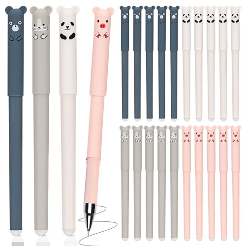 24 Stück Radierbarer Kugelschreiber, Tintenroller Radierbar, 0.35mm Radierstift, Löschbarer Gelschreiber, Erasable Pen Set für Kinder und Erwachsene Skizzieren Zeichnen Schule Bürobedarf, Schwarz von SUNOYA