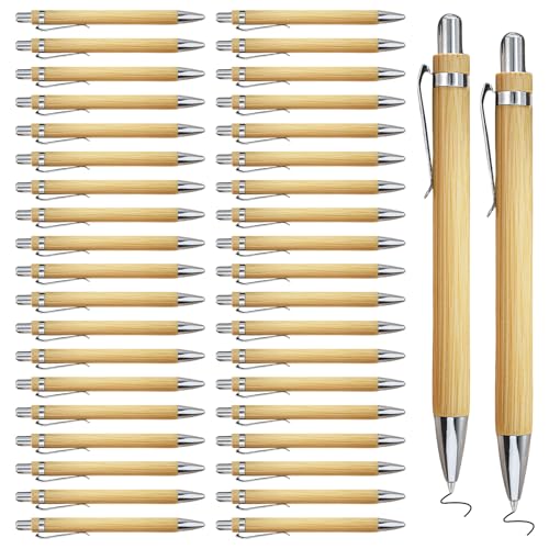 50 Stück Holz Kugelschreiber, Kugelschreiber Set, Kugelschreiber Hochwertig, Bambus Kugelschreiber, Kugelschreiber Holz, Holzkugelschreiber, ür Büro Schule Prüfung Abschied Geschenk, Haushalt von SUNOYA