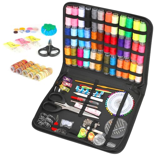 Nähset, Nähzubehör, mit 206 Nähzubehör, Nähzeug, Nähzeug Set, Nähset Grundausstattung, Sewing Kit, Schere, Nadeln, Knöpfe Usw, für Erwachsene, Anfänger, Knopfreparatur und Kleidung Fixes Usw Nähset, Nähzubehör, mit 206 Nähzubehör, Nähzeug, Nähzeug Set, Nähset Grundausstattung, Sewing Kit, Schere, Nadeln, Knöpfe Usw, für Erwachsene, Anfänger, Knopfreparatur und Kleidung Fixes Usw von SUNOYA