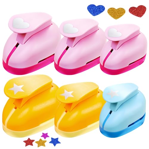 Papierstanzer Motivstanzer Stanzer, 6 Stück Motivstanzer 10/15/25mm, Präzisionsstanzer Set, Motivlocher, Ausstanzer, Stanzer, Motivlocher Stanzer Set Für Geschenkanhänger Scrapbooking Basteln von SUNOYA