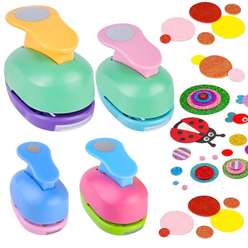 4 Stück Papierstanzer Set, Motivstanzer Motivlocher Stanzer Ausstanzer Set, Motiv Locher Stanzer Schmetterling für Kinder DIY Scrapbook Fotoalbum Handwerk Grußkarten, Stanzwerkzeug (Rund) von SUNOYA