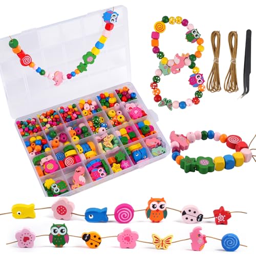 Holzperlen zum Auffädeln 433 Stück, Bunt Perlen zum Auffädeln Kinder, Blumen und Tiere Holzperlen mit Schnur, für DIY Armbänder Bastelset Schmuckherstellung Holzperlen zum Auffädeln 433 Stück, Bunt Perlen zum Auffädeln Kinder, Blumen und Tiere Holzperlen mit Schnur, für DIY Armbänder Bastelset Schmuckherstellung von SUNRIZ