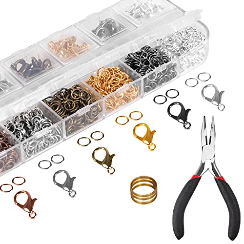 SUNRIZ Kettenverschluss, Armbandverschluss, 120 Stück Karabinerverschlüsse mit 840 Stück Biegeringen für Schmuckhandwer DIY, mit Schmuckzange Osenöffner, Gold,Silber SUNRIZ Kettenverschluss, Armbandverschluss, 120 Stück Karabinerverschlüsse mit 840 Stück Biegeringen für Schmuckhandwer DIY, mit Schmuckzange Osenöffner, Gold,Silber von SUNRIZ