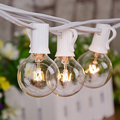 30 m lange Terrassen-Lichterkette, G40 Outdoor-Lichterkette mit 105 klaren Edison-Glühbirnen (5 Ersatz), 5-Watt-Globus-Lichterkette, Globus-Lichterkette für Innen- und Außenbereich, kommerzielle von SUNSGNE
